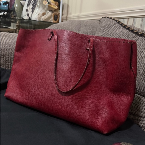 [VINTAGE FENDI] Red Leather Selleria Tote bag - Picture 2 of 12
